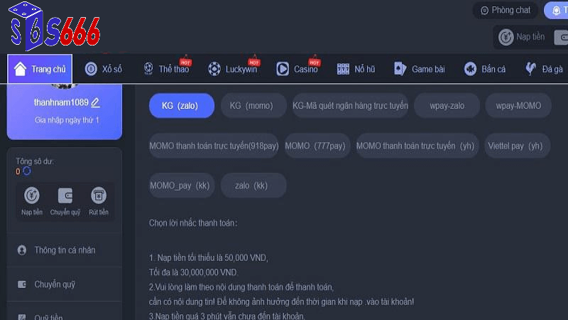 Quy trình đăng nhập S666vn